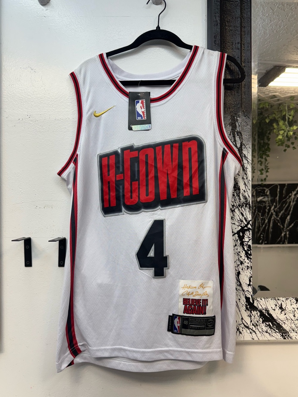 Nike Men's White H-Town Basketball Jersey - #4